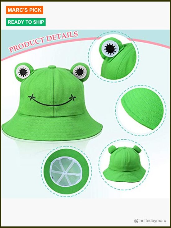 4 Pack Frog Bucket Hats Wide Brim Cotton Sun Hats Outdoor Sports